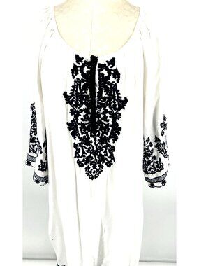 Chic Connection Embroidered Southwestern White Navy Tunic Dress Sz 3X